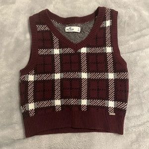 Cropped Plaid Sweater Vest